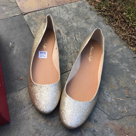 American Eagle By Payless Shoes - American Eagle 13 Clinton glitter gold flats
